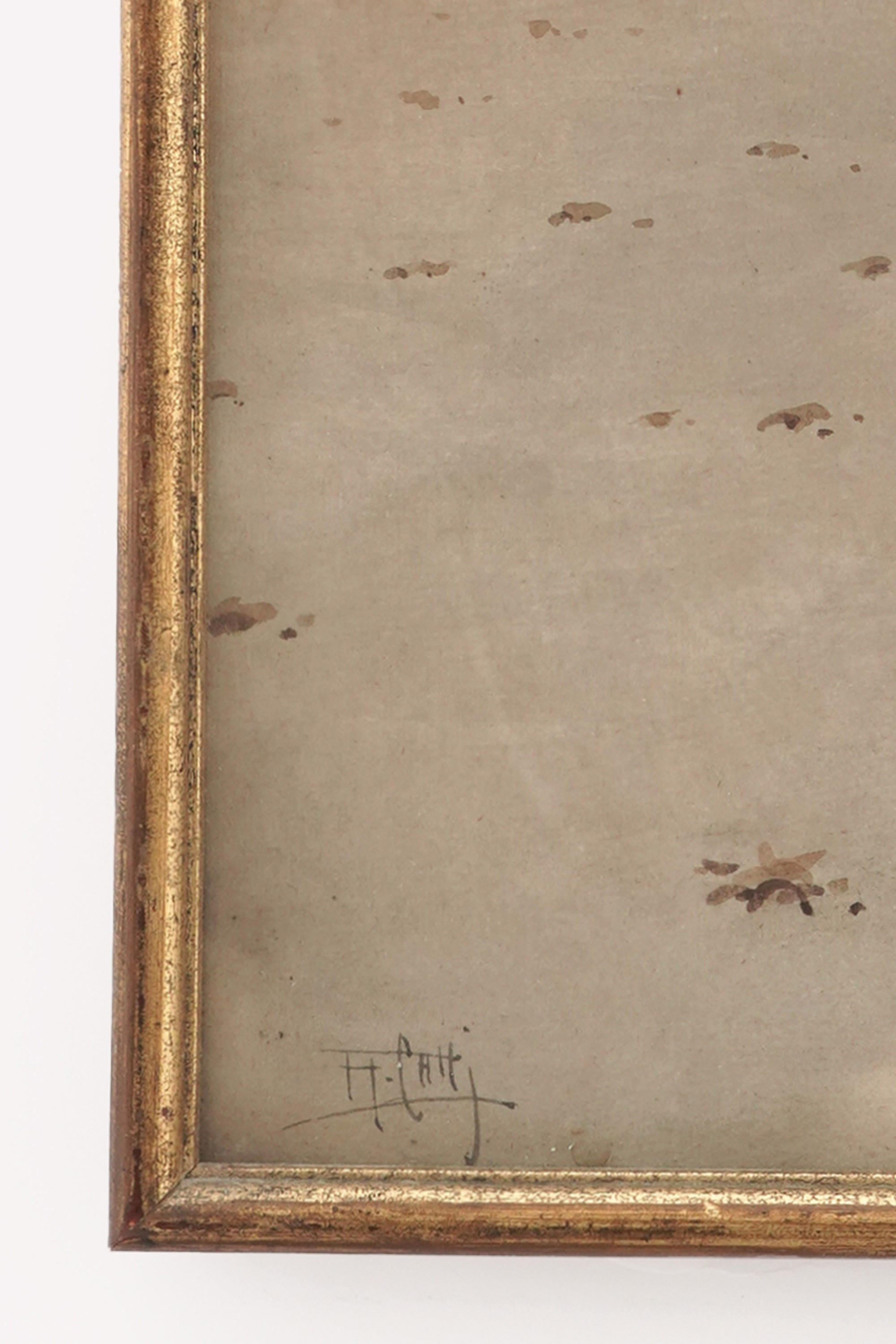 Pittore del XIX-XX secolo, Paesaggio urbano, acquarello su carta
