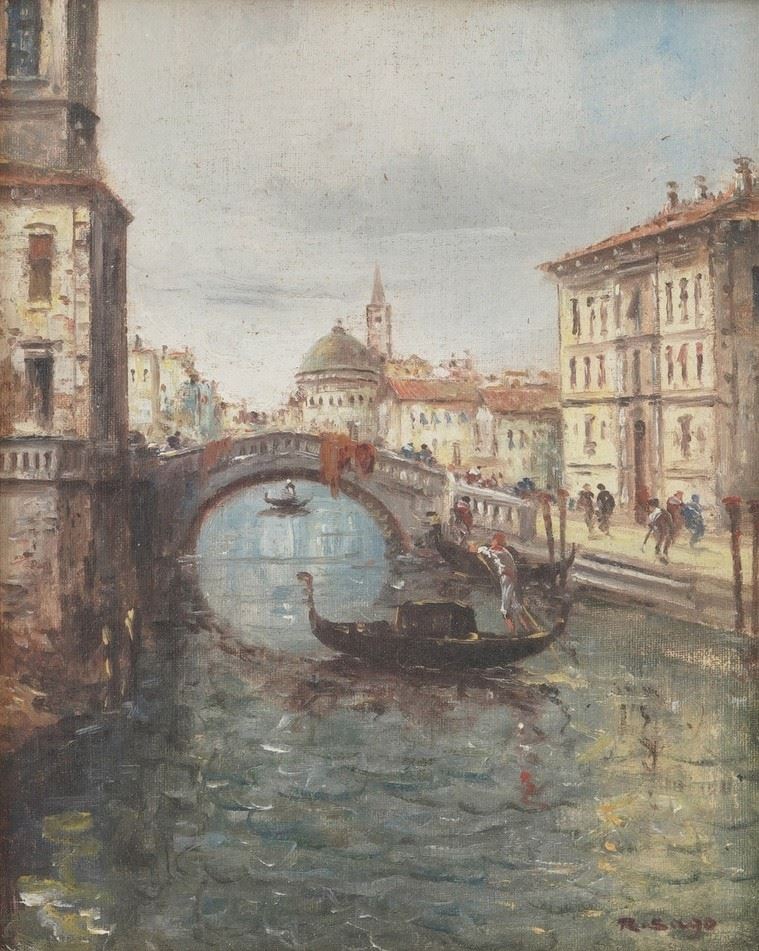 R.Sago (?) Venezia  - Olio su tela - Asta Dipinti del XIX-XX Secolo - Cambi Casa d'Aste