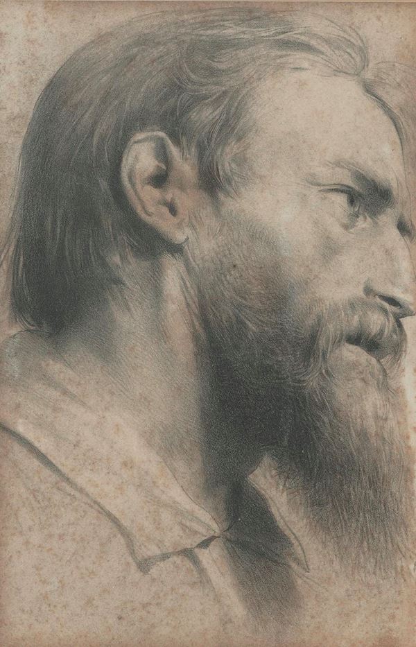 Scuola del XIX secolo Profilo di uomo con barba