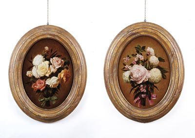 Umbero Sartini Coppia di Mazzi di Fiori