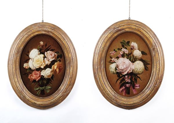 Umbero Sartini Coppia di mazzi di fiori