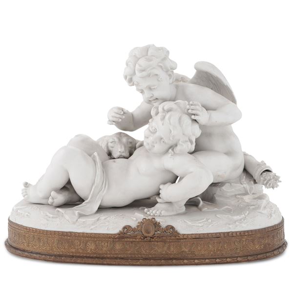 Grande gruppo allegorico. Germania, Turingia, Manifattura di Volkstedt-Rudolstadt, fine XIX - inizio XX secolo.