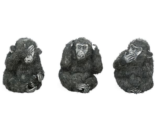 Argenteria artistica italiana del XX secolo (Lisi, Firenze?) apparentemente privi di punzonatura Non vedo, non sento, non parlo