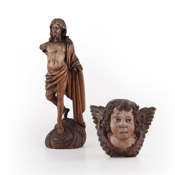 Testa di cherubino e Cristo risorto. XVIII-XIX secolo