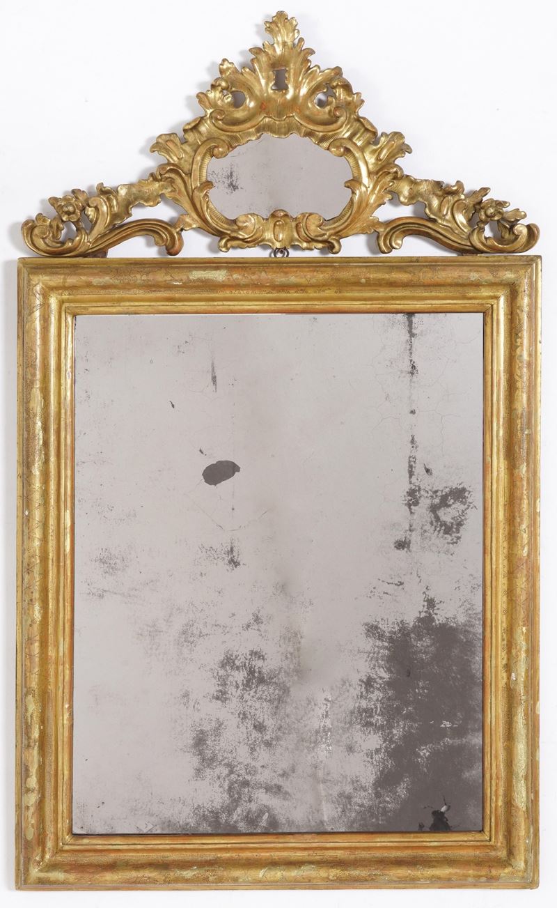 Specchiera in legno intagliato e dorato. XIX secolo  - Auction Antiques - Cambi Casa d'Aste