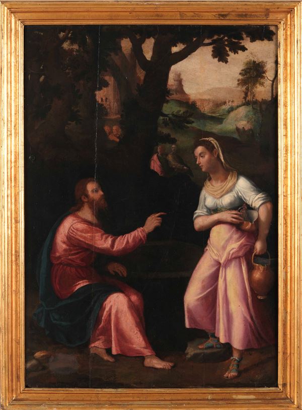 Scuola toscana del XVI secolo Cristo e la Samaritana al pozzo