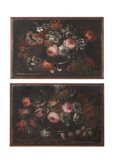 Scuola del XVIII Secolo Nature Morte con Composizioni di Fiori