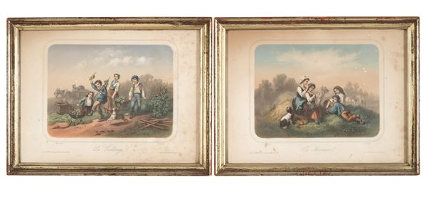 Forget su disegno di Marohne, XIX secolo La Vendange/La Moiusson Paris, E.Morier