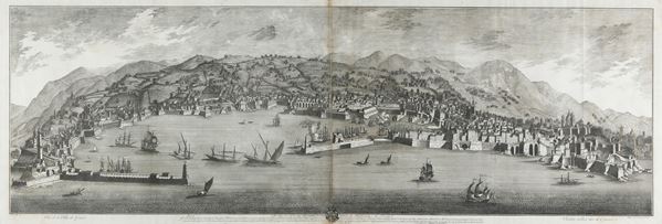 Giolfi Antonio (1721-1806)/Torricelli/ G.L.Guidotti Veduta prospettica di Genova dal mare. Genova, 1769 circa