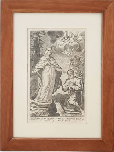 Incisore del XVIII-XIX Secolo Celeberrima in Agro Savonensi Virginis Apparitio Anno 1536..