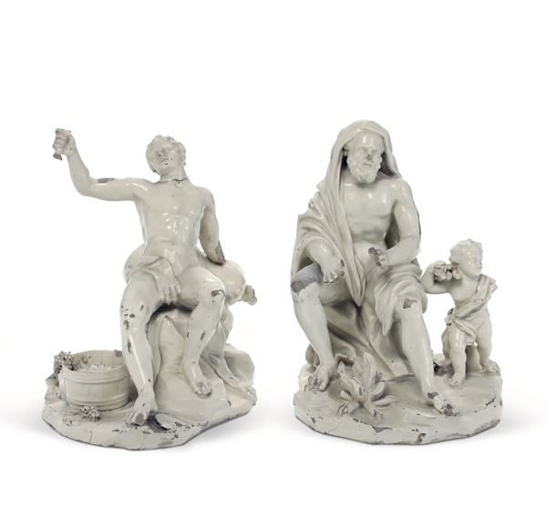 Due figure allegoriche Autunno e Inverno Savona, Manifattura di Giuseppe Rubatto, ultimo quarto del XVIII secolo 