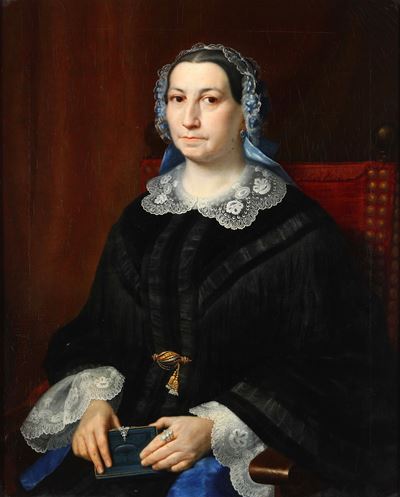 Scuola del XIX Secolo Ritratto di Gentildonna con Libro
