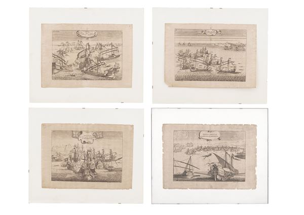 Monogrammista H.V. - Vincent Hubert (attivo dal 1680 al 1730) Battaglie navali