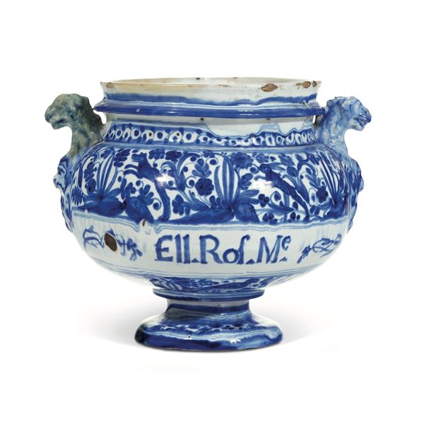 Vaso da elettuari Albisola, Manifattura Grosso, metà del XVII secolo circa 