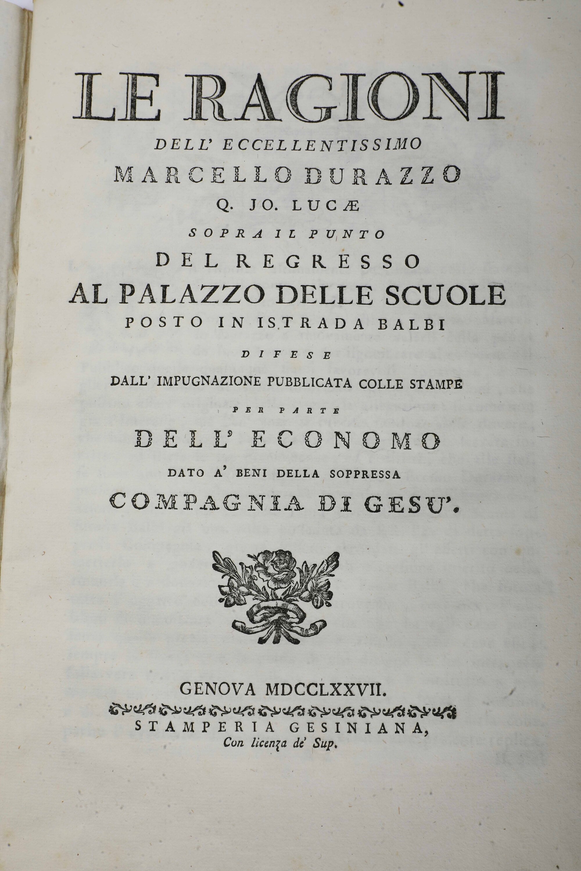 Collezione di Quattro Placchette del Secolo XVIII Relazione Dell'eccellentissima e Magnifica Depu...
