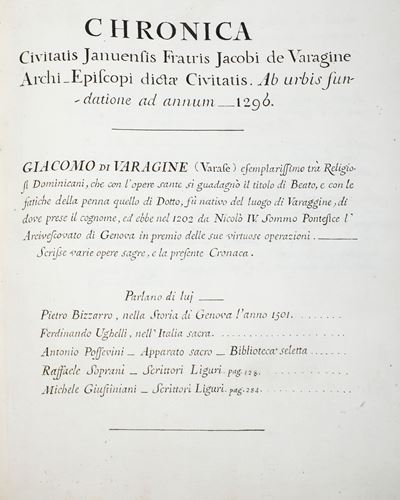 Da Varagine Jacopo (1230 Ca.-1298) Chronica Civitati Ianuensis..manoscritto, Fine XV-inizi XVI Se...