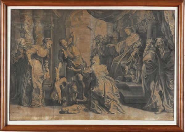 Francois Ragot (1638-1670) da Pieter Paul Rubens (1577-1640)  Il giudizio di Salomone La Regina Temiri fa immegere nel sangue la testa di Ciro