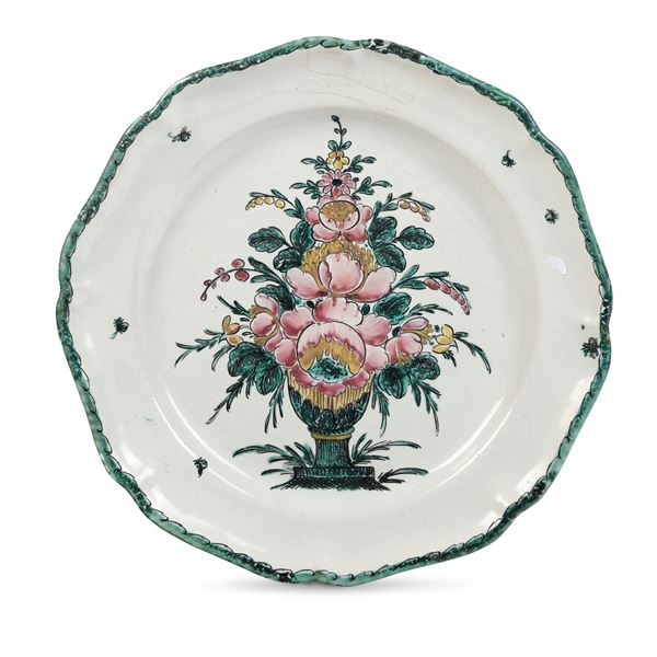 Raro grande piatto Savona, Manifattura Boselli, 1790 circa 