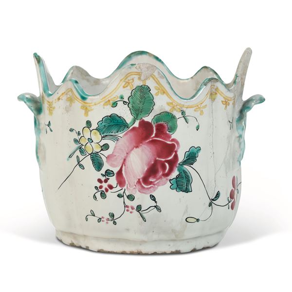 Raro rinfrescatoio da bicchiere Savona, Manifattura Boselli, 1770-1775 circa 