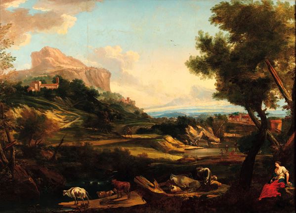 Paesaggio con contadina e armenti