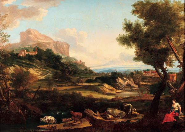 Paesaggio con contadina e armenti