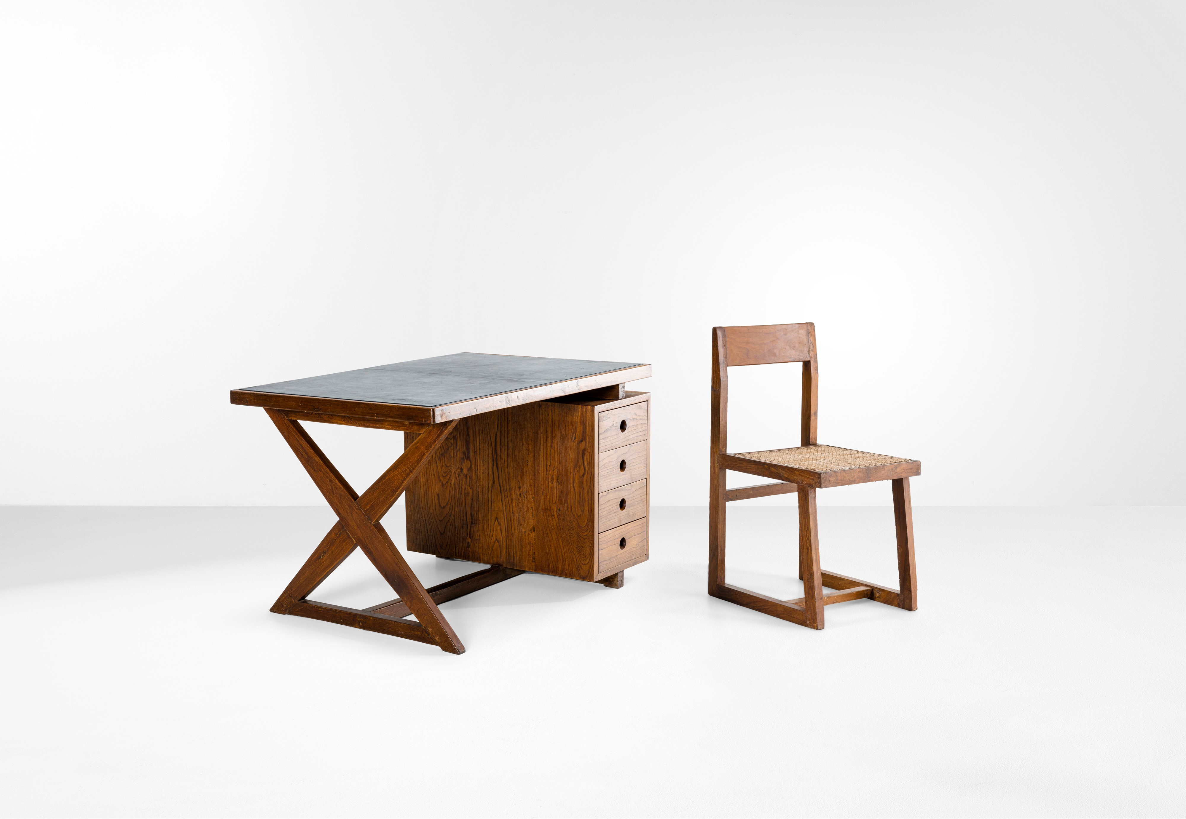 Pierre Jeanneret - Scrivania Mod. Pj-030405 e Sedia Mod. Pj-010204