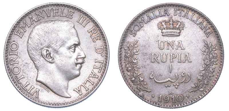 SOMALIA ITALIANA. VITTORIO EMANUELE III DI SAVOIA, 1909-1925. Rupia 1910.  - Auction Numismatics - I - Cambi Casa d'Aste