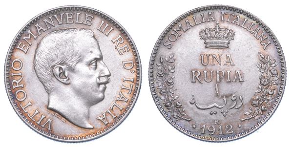 SOMALIA ITALIANA. VITTORIO EMANUELE III DI SAVOIA, 1909-1925. Rupia 1912.