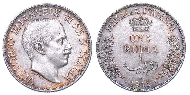 SOMALIA ITALIANA. VITTORIO EMANUELE III DI SAVOIA, 1909-1925. Rupia 1912.  - Auction Numismatics - I - Cambi Casa d'Aste