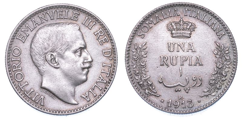 SOMALIA ITALIANA. VITTORIO EMANUELE III DI SAVOIA, 1909-1925. Rupia 1913.  - Auction Numismatics - I - Cambi Casa d'Aste