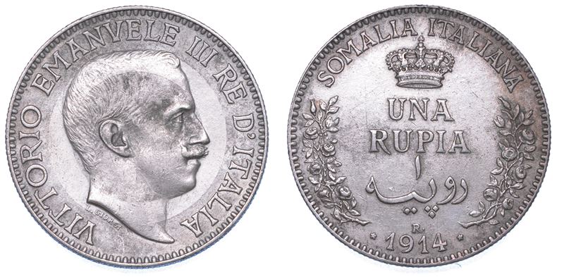 SOMALIA ITALIANA. VITTORIO EMANUELE III DI SAVOIA, 1909-1925. Rupia 1914.  - Asta Numismatica - I - Cambi Casa d'Aste