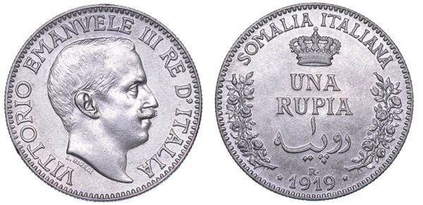 SOMALIA ITALIANA. VITTORIO EMANUELE III DI SAVOIA, 1909-1925. Rupia 1919.
