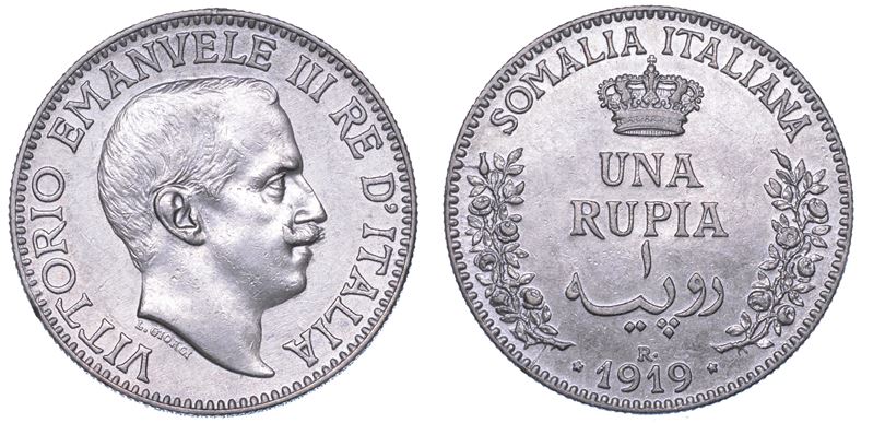 SOMALIA ITALIANA. VITTORIO EMANUELE III DI SAVOIA, 1909-1925. Rupia 1919.  - Asta Numismatica - I - Cambi Casa d'Aste