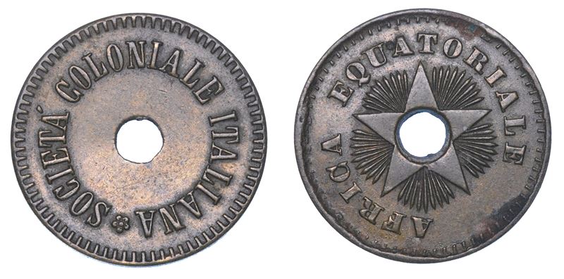 SOCIETA’ COLONIALE ITALIANA - AFRICA EQUATORIALE. Gettone (inizio XX secolo).  - Asta Numismatica - I - Cambi Casa d'Aste