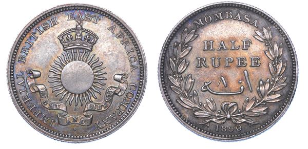 MOMBASA - BRITISH IMPERIAL EAST AFRICA COMPANY. Half Rupee 1890. Birmingham.