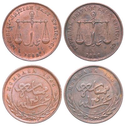 Mombasa - British Imperial East Africa Company. Lotto di Due Monete.