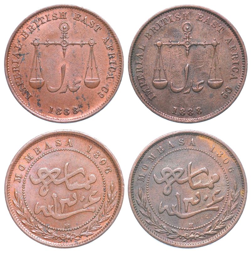 MOMBASA - BRITISH IMPERIAL EAST AFRICA COMPANY. Lotto di due monete.  - Auction Numismatics - I - Cambi Casa d'Aste