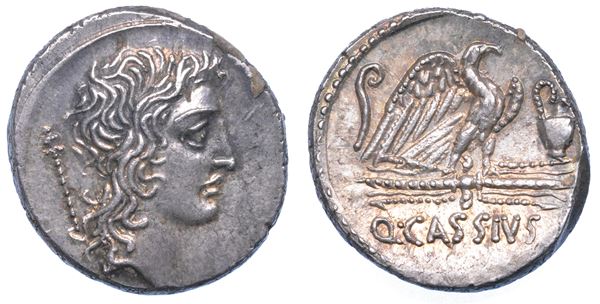 CASSIA. Q. Cassius Longinus, 55 a.C. Denario.