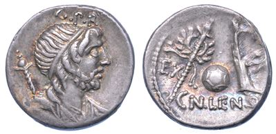 Cornelia. Cn. Lentulus Marcellinus, 73 a.C. Denario.