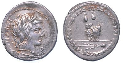 Fonteia. Mn. Fonteius C.f., 85 a.C. Denario.