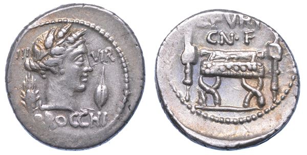 FURIA. L. Furius Cn. f. Brocchus, 63 a.C. Denario.