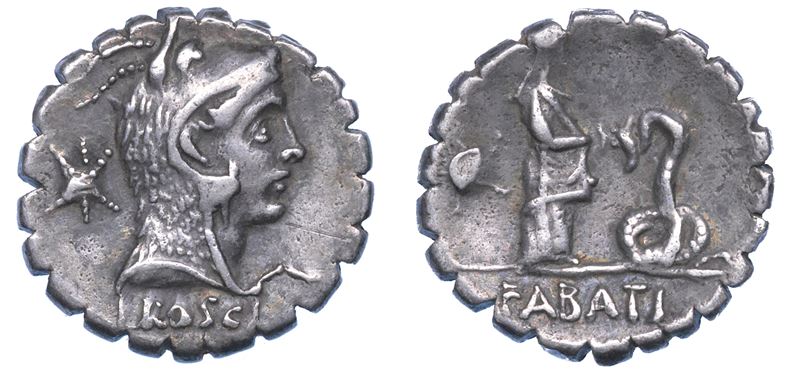 ROSCIA. L. Roscius Fabatus, 59 a.C. Denario serrato.  - Auction Numismatics - I - Cambi Casa d'Aste