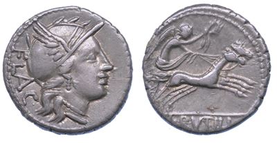 Rutilia. L. Rutilius Flaccus, 77 a.C. Denario.
