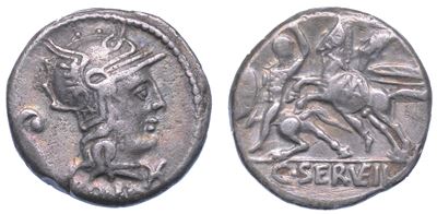 Servilia. C. Servilius Vatia, 127 a.C. Denario.