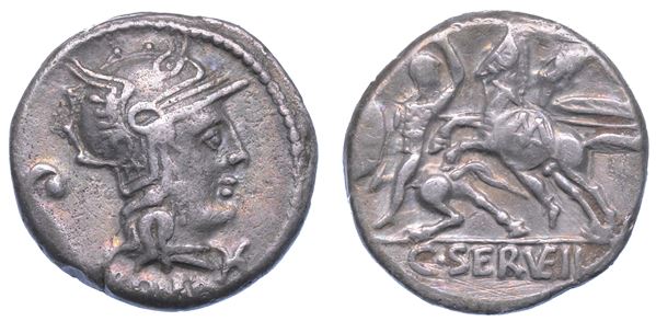SERVILIA. C. Servilius Vatia, 127 a.C. Denario.
