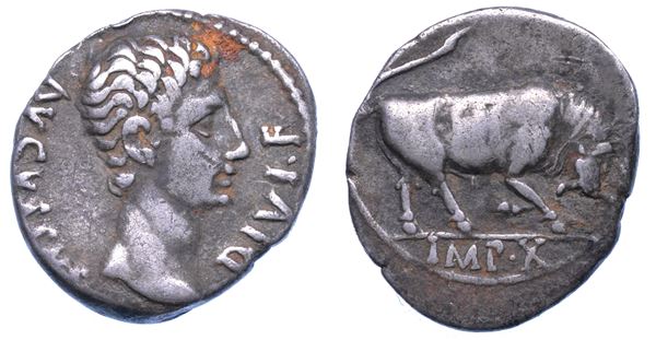 OTTAVIANO AUGUSTO, 27 a.C. - 14 d.C. Denario, 15-13 a.C. Lugdunum.