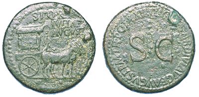 Tiberio, 14-37. Sesterzio Coniato a Nome di Giulia (figlia di Augusto), Anni 22-23 Circa.