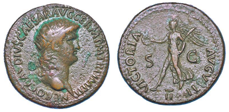 NERONE, 54-68. Dupondio, anno 64. Lugdunum.  - Auction Numismatics - I - Cambi Casa d'Aste