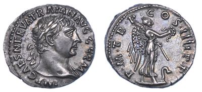 Traiano, 98-117. Denario. Roma.