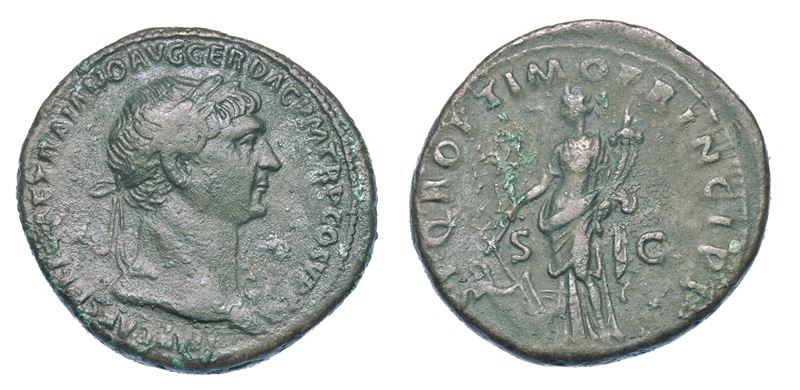 TRAIANO, 98-117. Asse, anni 103-111. Roma.  - Auction Numismatics - I - Cambi Casa d'Aste